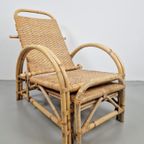 Vintage Boho Rotan Ligstoel Lounge Chair '60 Verstelbaar thumbnail 3