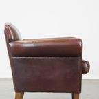 Prachtige, Strak Afgewerkte Design Fauteuil/Armchair Gemaakt Van Schapenleer thumbnail 4