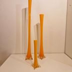 Set Van 3 Glazen Oranje Vazen 70's Murano Stijl Vaas thumbnail 5
