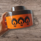 Retro Oranje Bruine Kunststof Pot Met Deksel Gdr Jaren 70 thumbnail 9