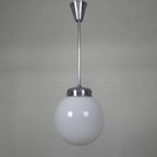Art Deco Hanglamp Met Witte Bol, Jaren 30 thumbnail 4