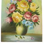 Bloemen In Vaas Stilleven Schilderij Amateur Gesigneerd 27cm thumbnail 10