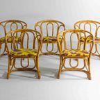 Exotische Vintage Bamboe Rieten Stoelen Uit 1960 thumbnail 3