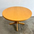 Vintage Ronde Uitschuifbare Eettafel, Licht Eiken. thumbnail 14