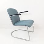 Gispen Fauteuil Model 413 Nieuw Gestoffeerd Grape Blauw thumbnail 2