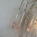 Xl Vintage Roze Murano Kroonluchter Hanglamp Kristallen Pegels thumbnail 4
