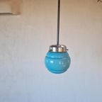 Art Deco Lamp Blauw Glas Chrome thumbnail 6