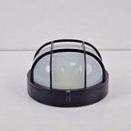 Vintage Simes Buiten Wandlamp Metaal Glas ’80 Italy Zwart thumbnail 7