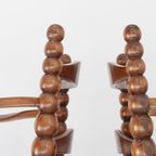 Set Of Oak And Rush Bobbin Armchairs Attributed To Charles Dudouyt, 1940S thumbnail 12