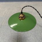 Groen Emaille Hanglamp Met Messing Armatuur thumbnail 10