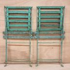 Set Oude Bistrostoelen Inklapbaar Vintage Zeegroen thumbnail 9