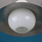 Opaalglas En Donkergroene Aluminium Kap - Denemarken Jaren 80 thumbnail 11