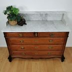 Vintage Frans Dressoir Commode, Ladekast Badkamermeubelmet Marmer Blad 311 thumbnail 3