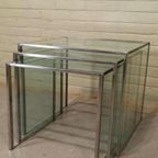 Vintage Glas En Chrome Mimiset Nesting Tables Bijzettafels thumbnail 3