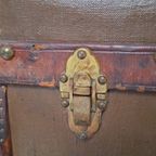 Les Hirondelles Bruxelles - Steamer Trunk With Compartments - Mounted On Wheels - Leather Handles thumbnail 7