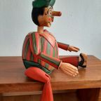 Grote Oude Zeldzame Houten Pinokkio Pop Italy thumbnail 12