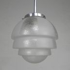 Art Deco Hanglamp Met Getrapte Glazen Bol, Jaren 30 thumbnail 5