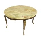 Ronde Salontafel Onyx Marmer Messing Hollywood Regency Stijl Fifties thumbnail 15