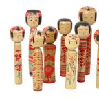 Lot Van 13 Traditionele Vintage Kokeshi Japan Tweede Helft 20E Eeuw thumbnail 2