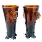 Mid-century Leeuwenvazen Set In Amber Oker Glas 1970’s thumbnail 6