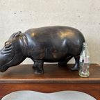 Xl Sculptuur Nijlpaard In Tropisch Hardhout thumbnail 13