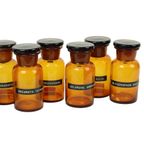 Echte Oude Apotheker Medische Flessen Potten Set Bruin Amber Glas thumbnail 11