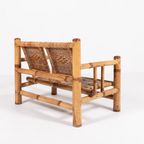 Italian Modern Bamboo-Wicker Bench, 1970’S thumbnail 7