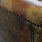 Karaktervolle Set Van 2 Stoere Vintage Schapenleren Clubfauteuils Met Een Prachtig Patina thumbnail 6