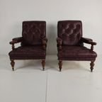 Paar Antieke Bibliotheekstoelen - Originele William Morris & Co Edinburgh Gestempelde Fauteuils thumbnail 5