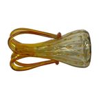 Hand Made Italian Glass Vase (Large)- Amber Colored With Yellow And Orange Details - Excellent Qu thumbnail 3