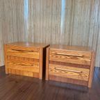 Set/2 Vintage Grenen Nachtkastjes / Ladekastjes thumbnail 2