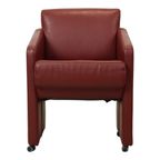 Vintage Koppel Rode Zetels Fauteuils Hoogwaardig Kunstleder thumbnail 12