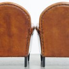 Set Van Twee Stoere Vintage Schapenleren Art Deco Stijl Design Fauteuils thumbnail 12