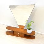 Retro Vintage Spiegel Wandkast Hout Jaren 50 Ladekast thumbnail 3