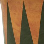 Ronde Vintage Poef Groen Bruin Tweekleurig Skai Sixties thumbnail 6