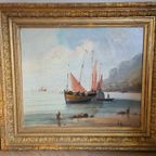 Een Stel 19e Eeuwse Zeegezichten - L. Edouard thumbnail 14