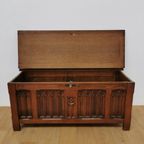 Vintage Eikenhouten Dekenkist Speelgoedkist Kist Salontafel thumbnail 6