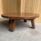 Vintage Massief Eiken Brutalist /Wabi-Sabi Ronde Salontafel thumbnail 2