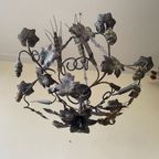Antieke Kaarsen Oogstlamp Kerklamp Kaarsenkroon Met Druiven En Koornaren Messing Frans thumbnail 7