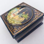Vintage Juwelen Doos.russische Juwelen Doos.handgeschilderd Gelakt thumbnail 11