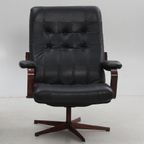 Set Van Twee Vintage Zwart Lederen Draaistoelen ,Zweden 1970(22566) thumbnail 3