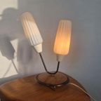Zeldzame Jaren 50 Teak Melkglas Tafellamp Vintage Design thumbnail 7