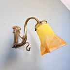 Art Nouveau Bronzen Wandlamp, Jaren 1900 thumbnail 6