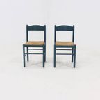 Set Of 2 Vico Magistretti Style Stained Wood And Rush Dining Chairs 1960S thumbnail 3