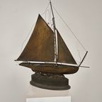 Zeldzaam Messing Zeilschip – Gesigneerd En Gemaakt In 1912 thumbnail 8