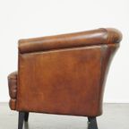 Nette, Strak Afgewerkte, Gezellige Schapenleren Clubfauteuil Met Vast Zitkussen thumbnail 6