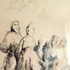 Pentekening. Figuratief. '50-'60. Gesigneerd. thumbnail 3