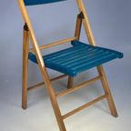 Set Van Twee Vintage Klapstoelen, Groen / Blauwe Zitting. Nederland 1980'S thumbnail 4