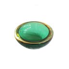 Vintage Murano Schaaltje Groen Met Amber, Italy Jaren '60 thumbnail 2