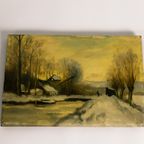 Winterlandschap - Louis Apol Stijl - Olieverf Op Paneel - 1E Kwart 20E Eeuw thumbnail 2